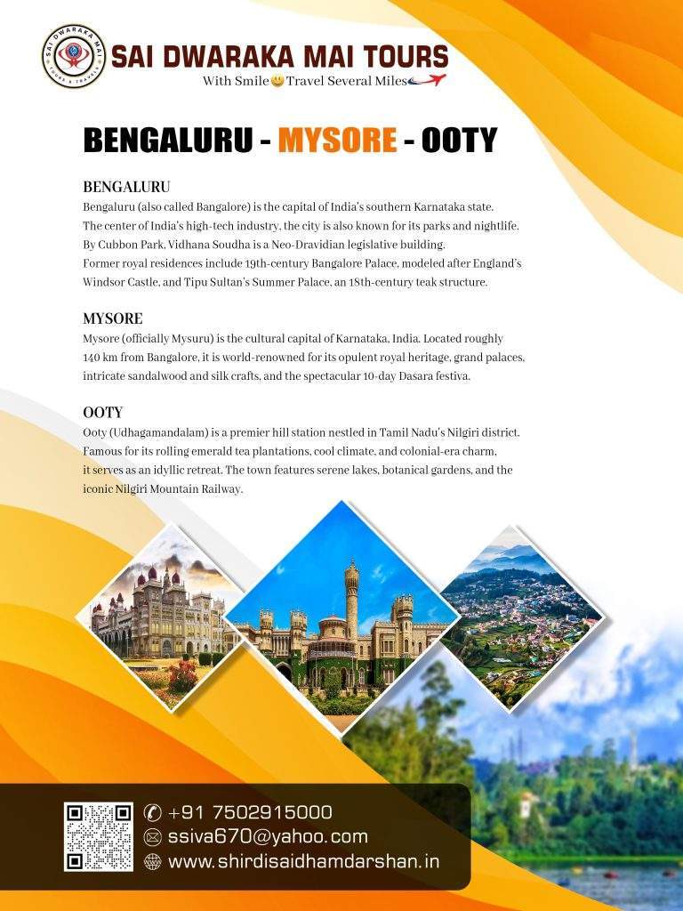 south india tour package - bangalore mysore ooty - front south-india-tour-package-bangalore-mysore-ooty - 01